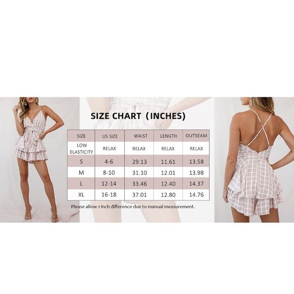 NIP Fixmatti Cute Spaghetti Strap V Neck Backless Ruffle Skirt Romper - Small - Picture 13 of 13